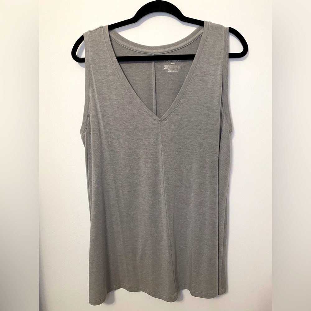Lane Bryant Gray V-Neck Sleeveless Top